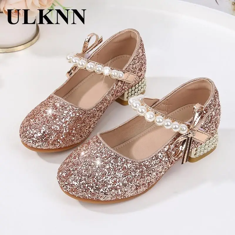 

Princess Girls Golden Shoes 2023 Children The New Shoes Cuhk Children's Hhigh Heels Fashion High Heels Baby Single Crystal Shoes