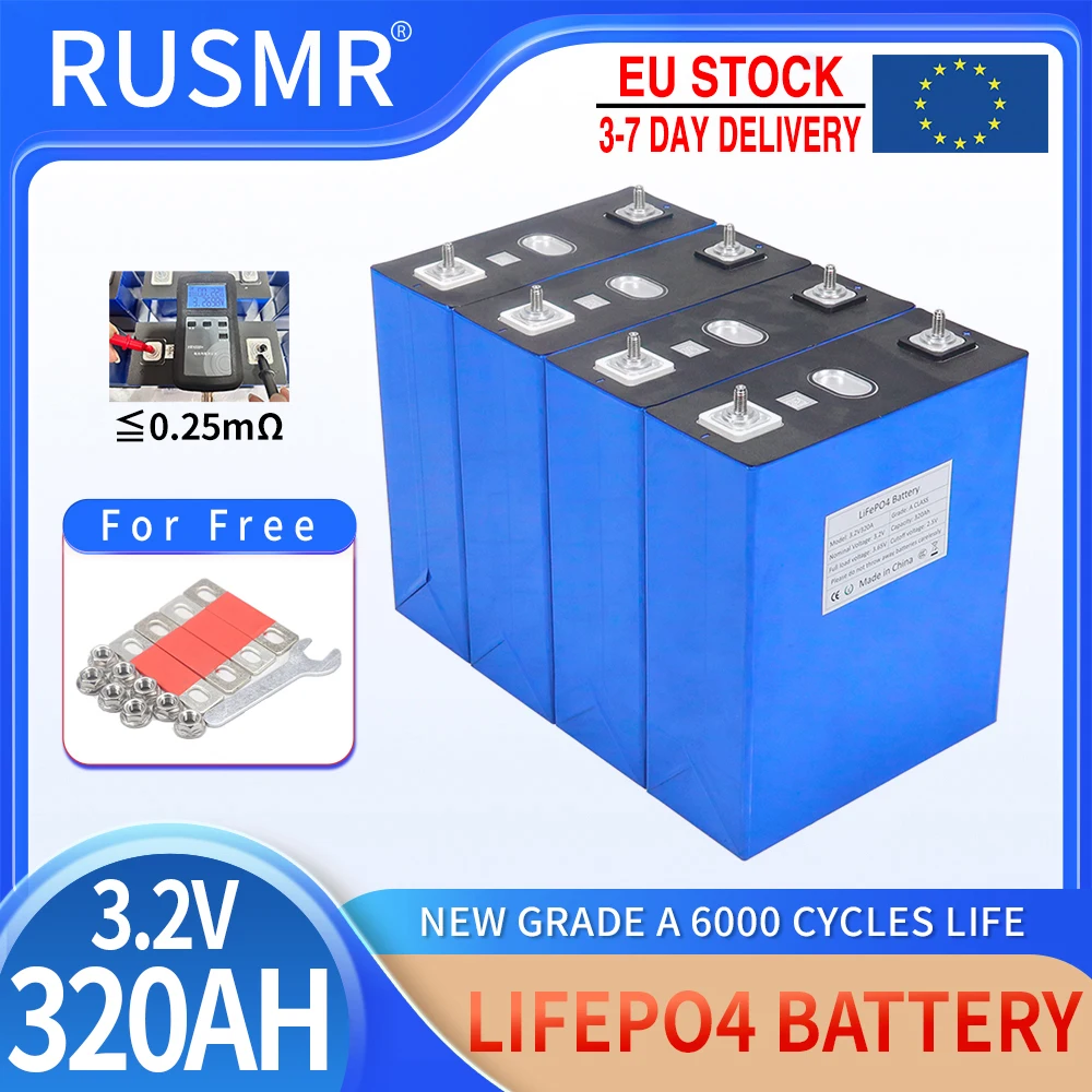 

4-16pcs Grade A 3.2V 320Ah Lifepo4 Rechargeable Battery Lithium Phosphate Travel Solar Campers Cell 12v 24v batteries Tax Free