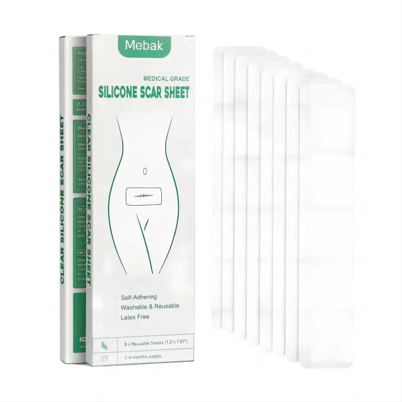 Mebak Silicone Scar Repair Sheets EffectiveC-Section Scar Patch Treatment Strips Reusable Therapy Patch Burn Acne Scar Skin Care