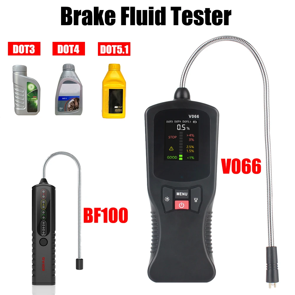 V066 BF100 DOT3 DOT4 DOT5.1 Oil Tester Car Brake Fluid Detector Test Probe Pen Indicator Motorcycle Truck Digital Analyzer