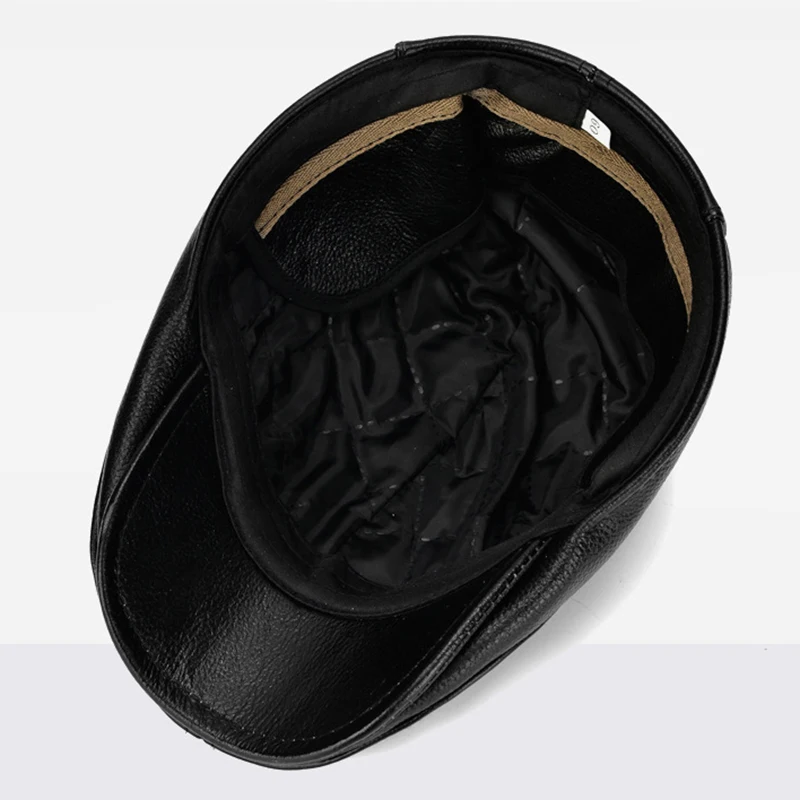 Sombrero de cuero genuino para hombre, boinas masculinas para exteriores, gorro de protección para los oídos, 100% cuero genuino, Ocio al por mayor