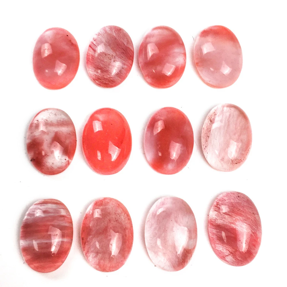 

10 pcs Red Agate Stonediy Jewelry Supplies Oval Jewelry Time Accessories Cabochons For Earrings Cufflinks Decor Watermelon Red