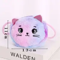 Rainbow Color Cat Messenger Shoulder Bag Purse for Kids Mini Lovely Pockets Plush Stuffed Dolls Soft Handbags Gift for Girls 6