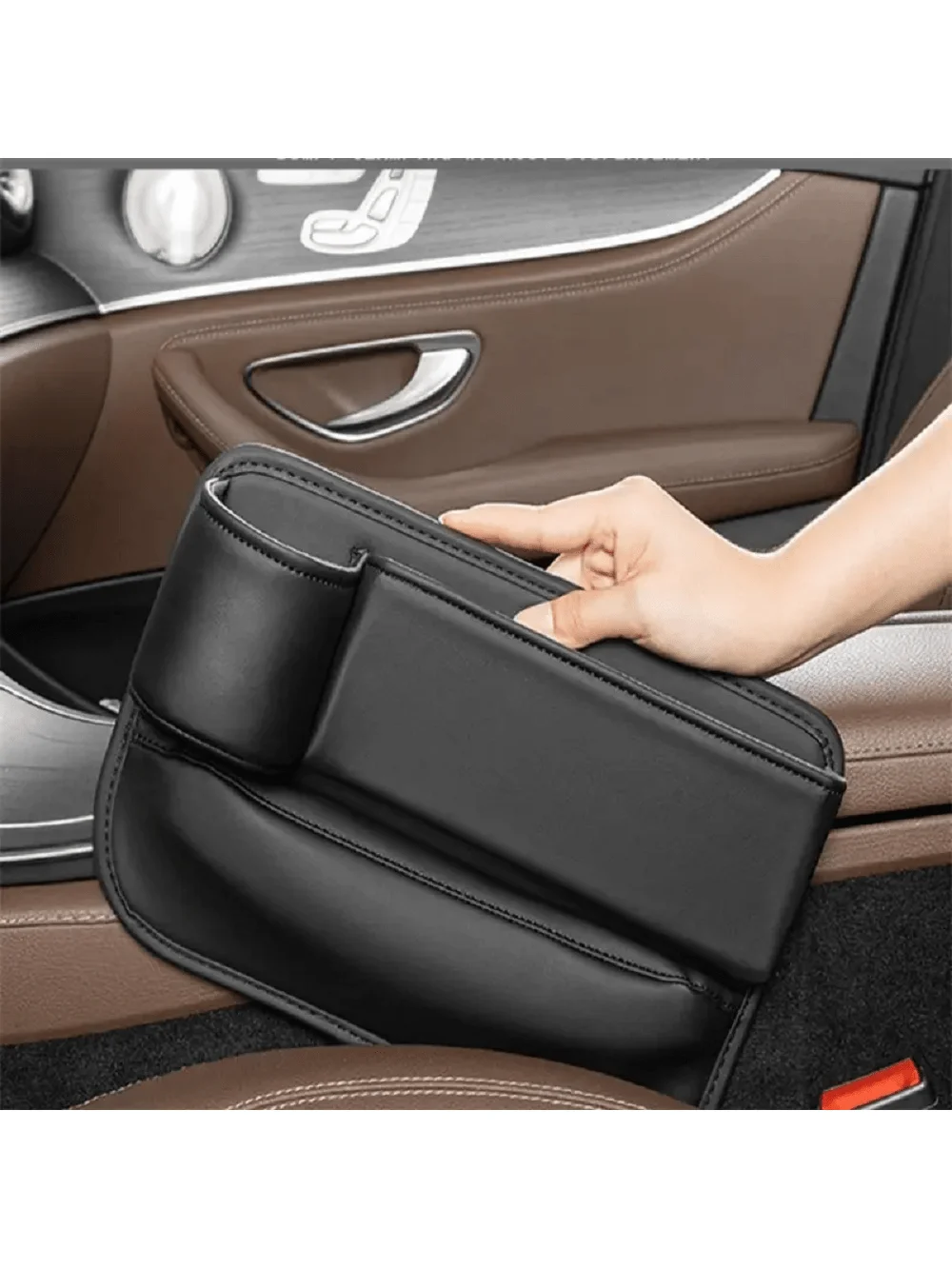 Universal Car Seat Gap Organizer Storage Box Multifunction Leather Crevice Side Storage Pocket Wallet Keys Card with Cup Holder image 4