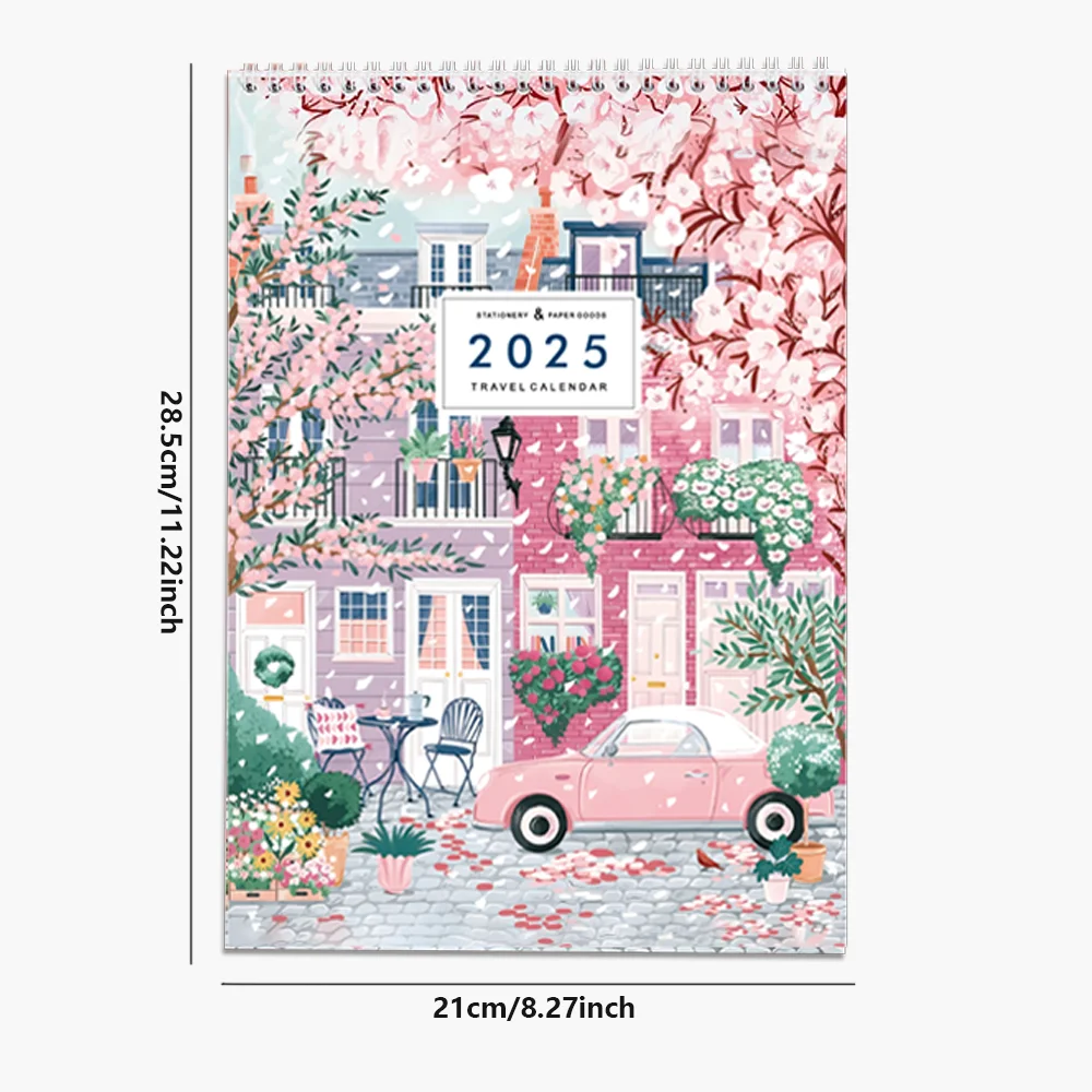 1pc 2025 new creative travel pattern design calendar, record good travel memories, plan important future travel