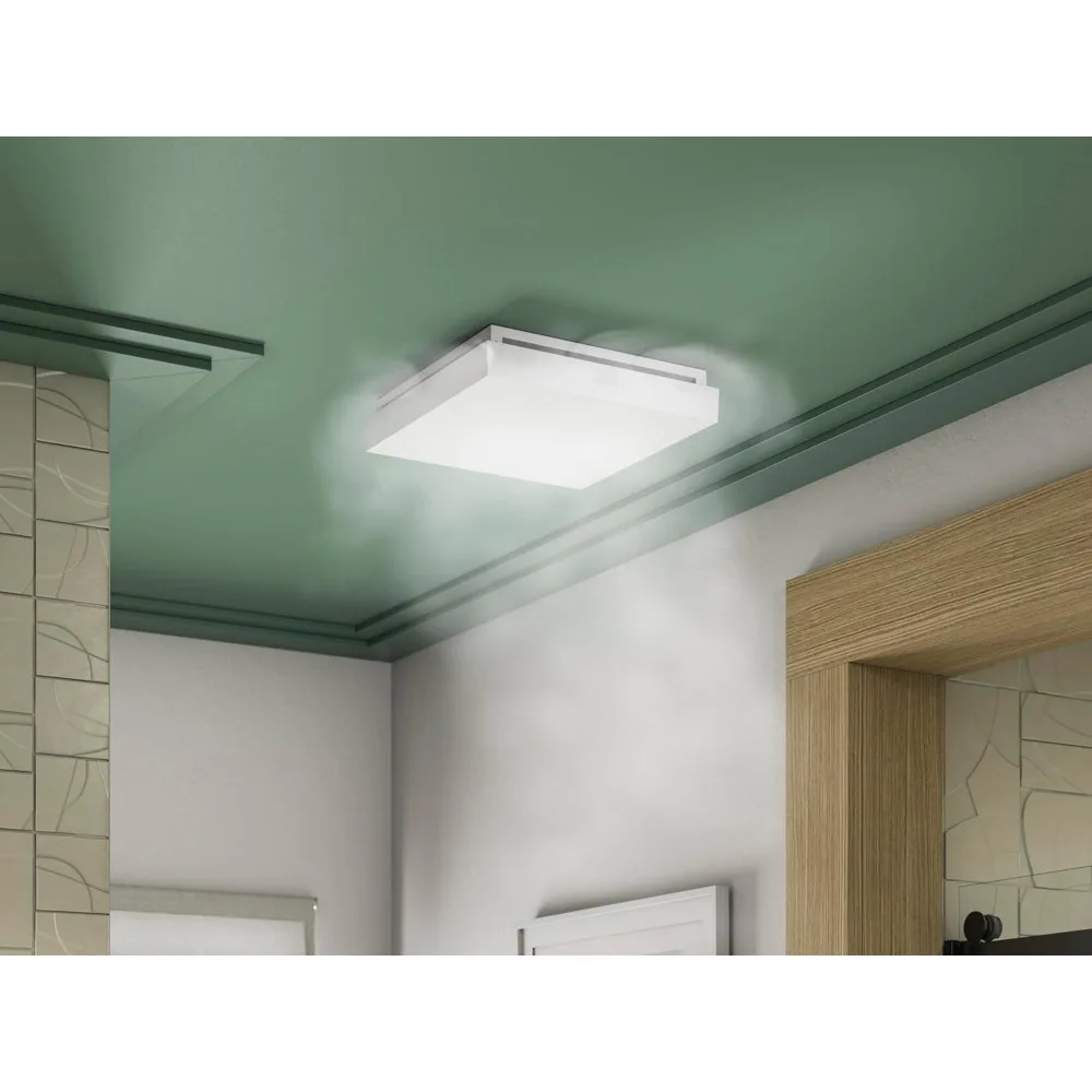 Sistem Ventilasi Kipas Angin Plafon Kamar Mandi, Persegi 13,875 Inci, Hemat Energi, Operasi Senyap, Ideal untuk Mengeluarkan Kelembapan