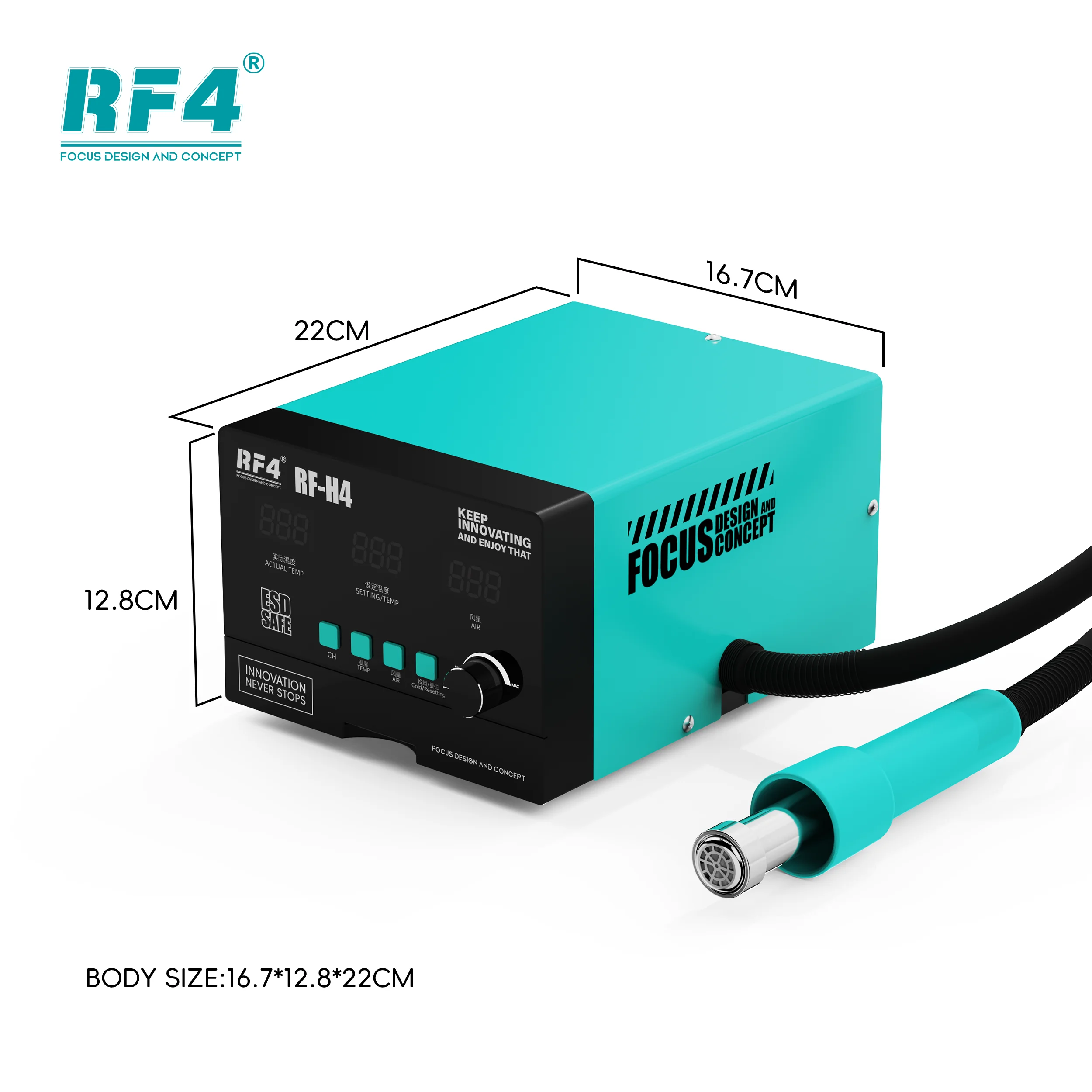 RF4 ultima stazione di rilavorazione ad aria calda utilizzando un trasformatore ad anello in rame puro ad alta potenza stabile RF-H4 riscaldamento