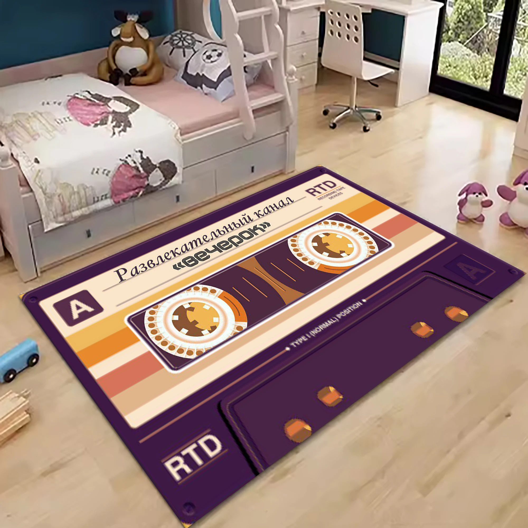 Cassette Pattern Bath Mat Non-slip Nostalgic printed floor mat home decoration bedroom living room entrance entrance carpet