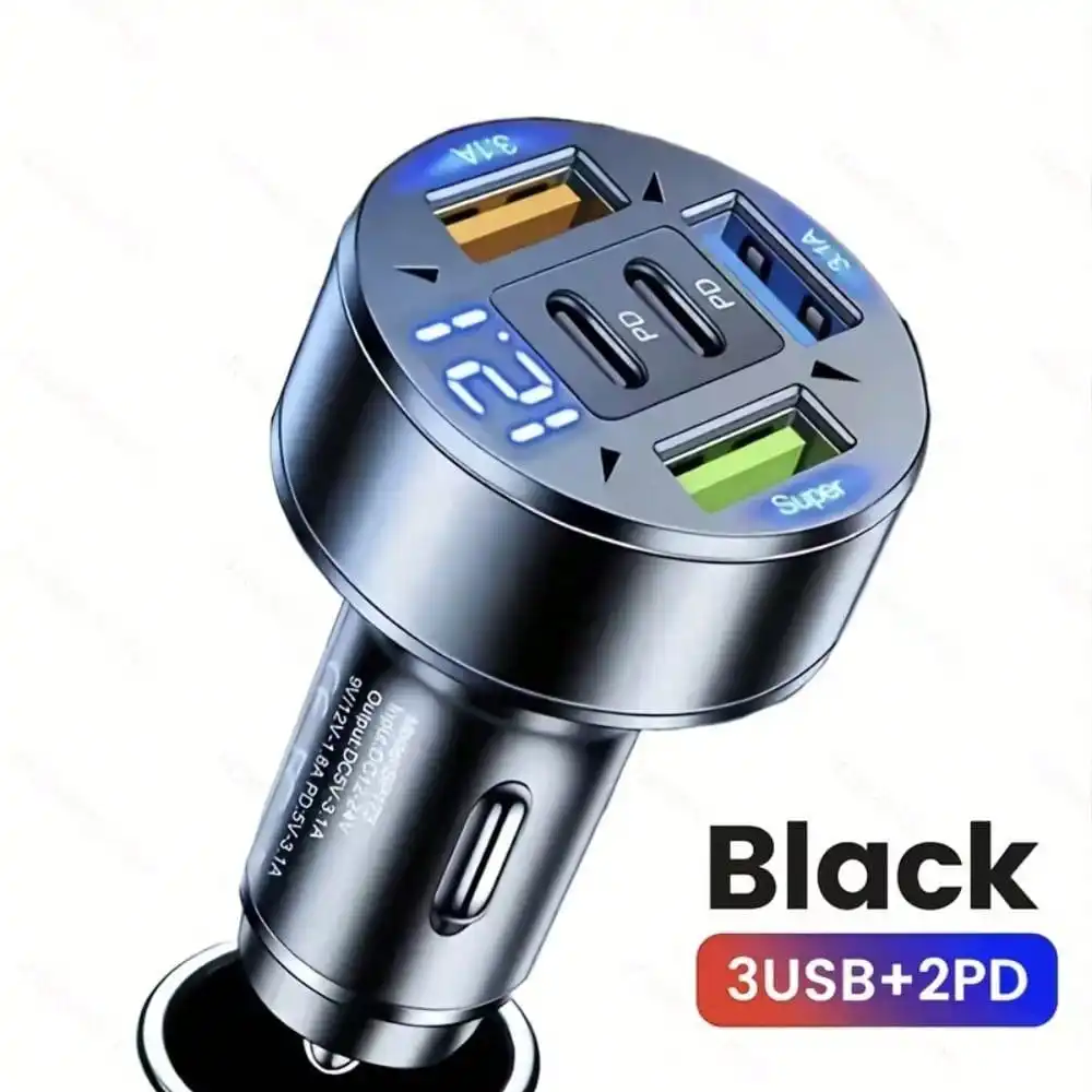 5-Port 36W USB C Car Charger with PD Fast Charging | Compatible with iPhone 12/13/14 Pro, Samsung, Xiaomi 11 - Detail 1