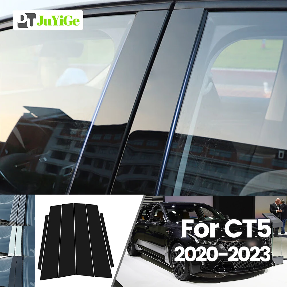 

For Cadillac CT5 2020-2023 2021 2022 Bright Black Carbon Fibre Window Door B C Sticker
