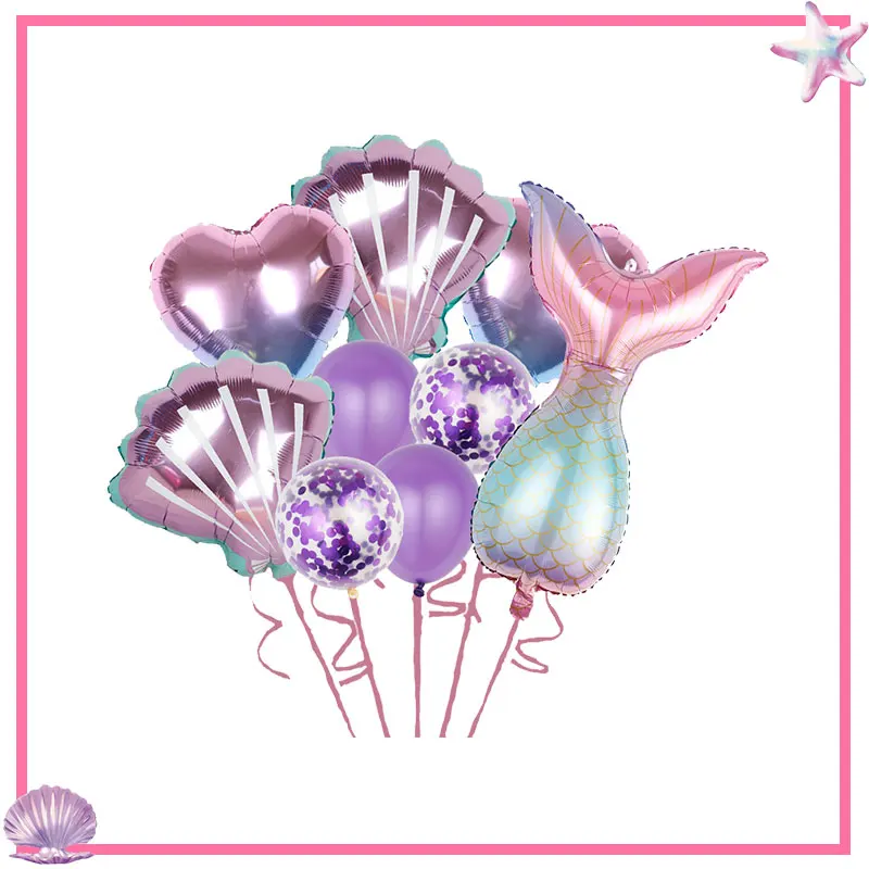 Mermaid Birthday Party Decorations Theme Tableware Set Hanging Banner Gift Bags Tablecloth Backdrop Party Decorations For Kids