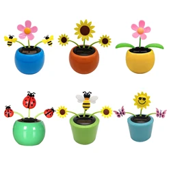 Solar Powered Dancing Flowers Swinging Toys Funny Electric Auto-swinging Shaking Head Car Decoration Ornaments Kids Holiday Gift