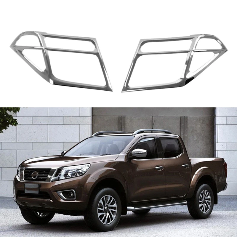 2Pcs ABS Chrome Electroplating for Nissan NAVARA D40 2007-2013 Head Light Lamp Cover Front Light Head Light Plated