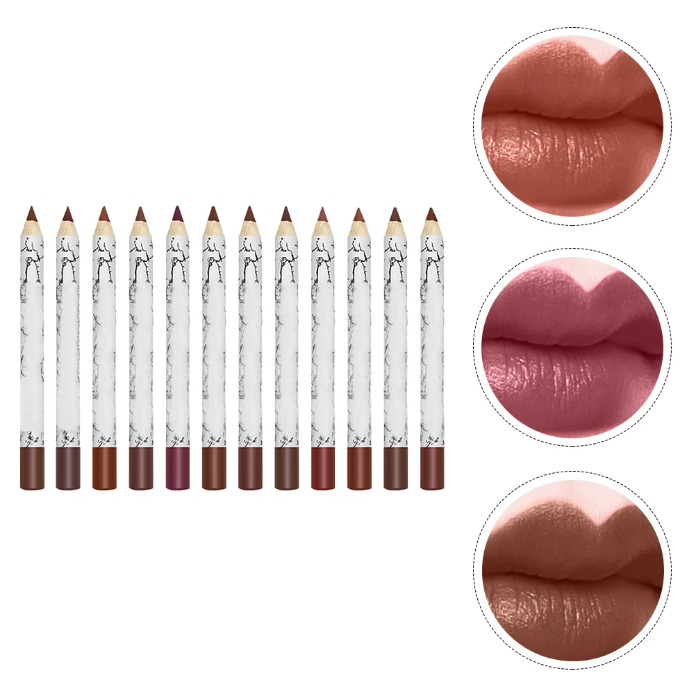 

12 Colors Wooden Lip Liner Slim Shaping Pencils Long Lasting Waterproof Makeup Supplies Cosmetics Accessories Female