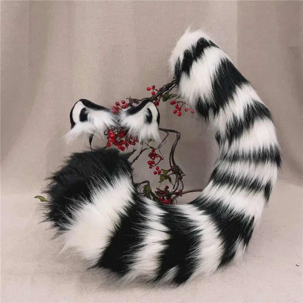 

Custom Hand Made Work Halloween Panthera Pardus Tiger Ears Hairhoop Headwear Tail Anime Lolita Cosplay Costume Accessories