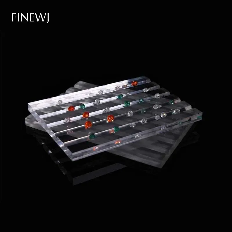 Loose Diamond Sorting Display Groove Tray Gemstone Holder Stone Storage Showcase Transparent Acrylic Gems Jewelry Organizer Case