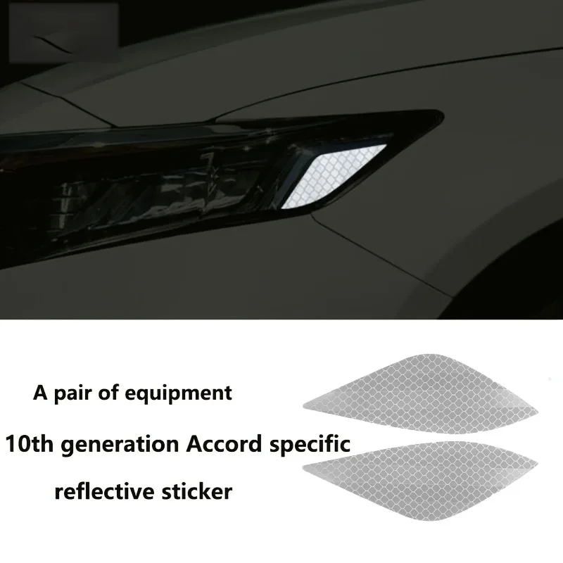 2Pcs External Accessories Headlight Stickers Safety Signs Decoration Decal Suitable For Honda Tenth Generation Accord 2016-2022