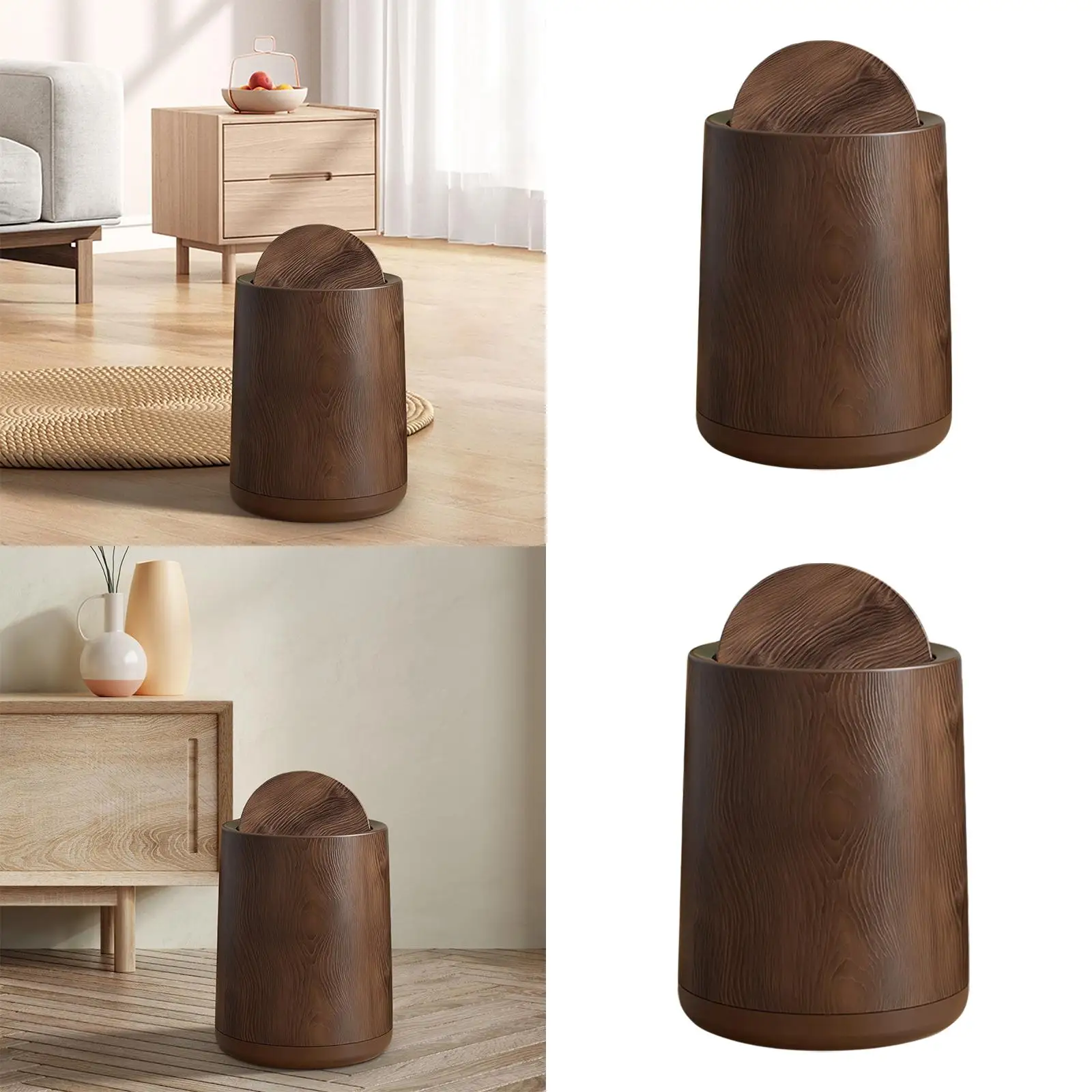 Waste Bin Round Garbage Basket Household Trash Bin for Home Bathroom Kitchen