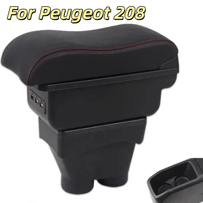 

For Peugeot 208 Car Storage Box Armrest Car Accessories Retrofit Parts Interior Details 2012-2018