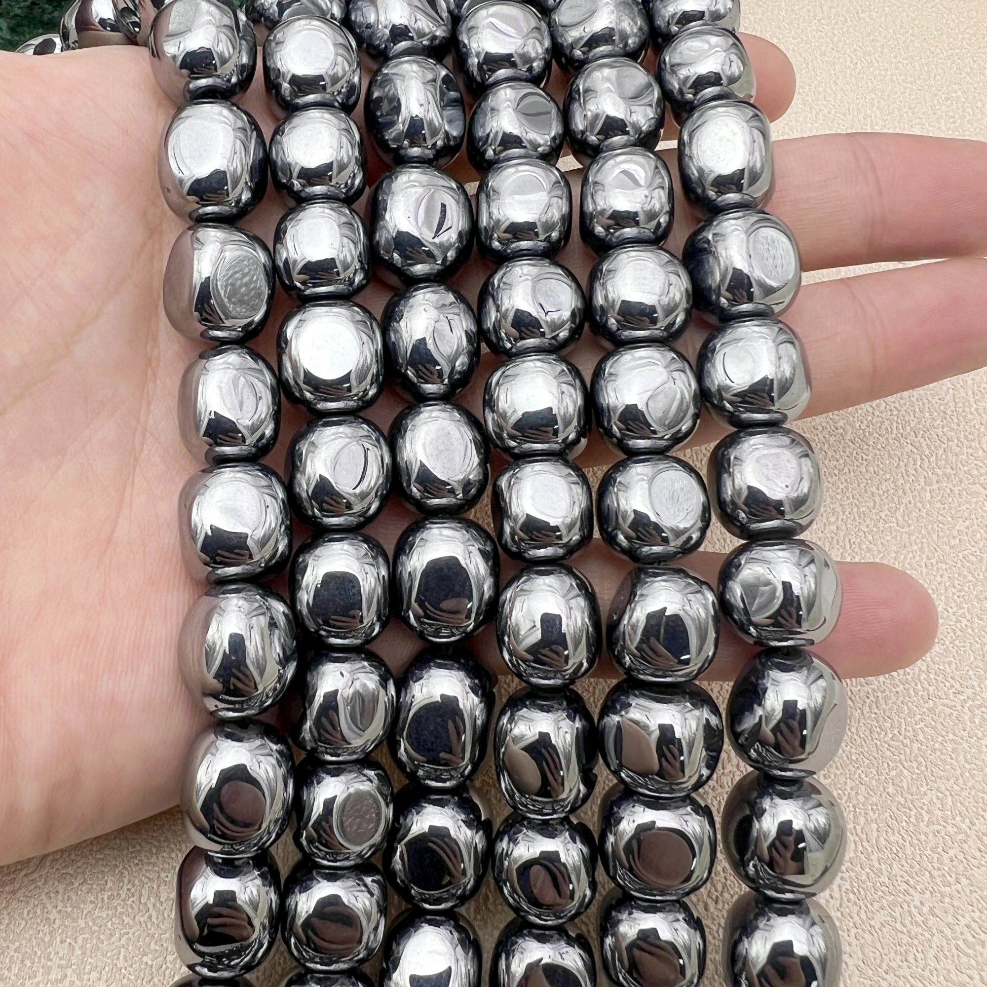 

2Strands 12-13MM Natural Energy Terahertz Faceted Nugget Loose Space Beads For DIY Jewelry Making