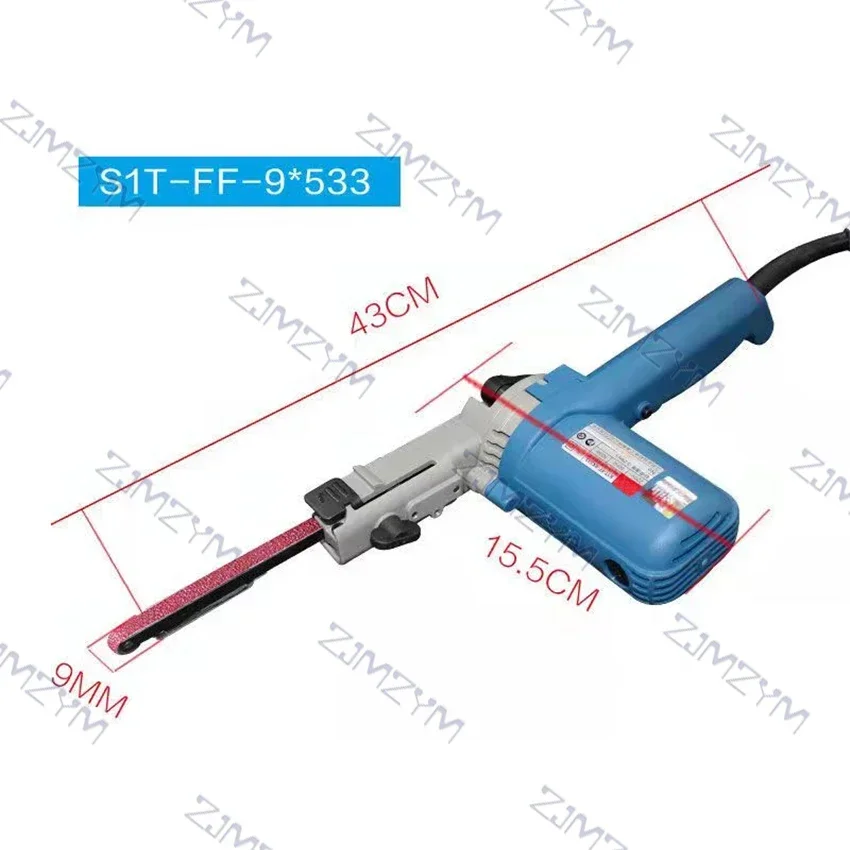 S1T-FF-9*533 미니 DIY 샌더 벨트 샌더 샌드페이퍼 앵글 그라인더 샌더 휴대용 벨트 연마 전동 공구 220V 300-1680m/min