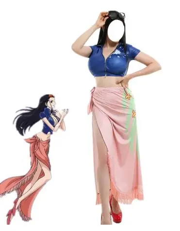 Anime One Piece Miss Allsunday Costume Cosplay Country Nico Robin donna Kimono Halloween Party Cartoon Top gonne abito unifo