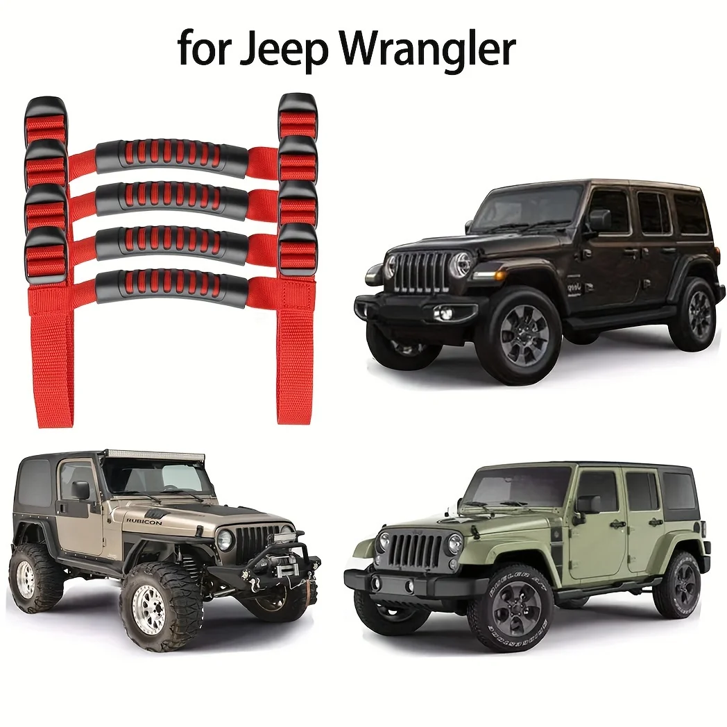 

Набор из 4 прочных полиамидных поручней для Jeep Wrangler — нескользящая ручка, простая установка, повышенная безопасность
