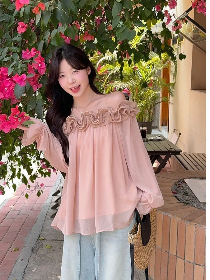 

plus Size Women's Long Sleeve Shirt Summer New Loose UV Protection Fashionable Casual Commute Style Korean Version One Shoulder
