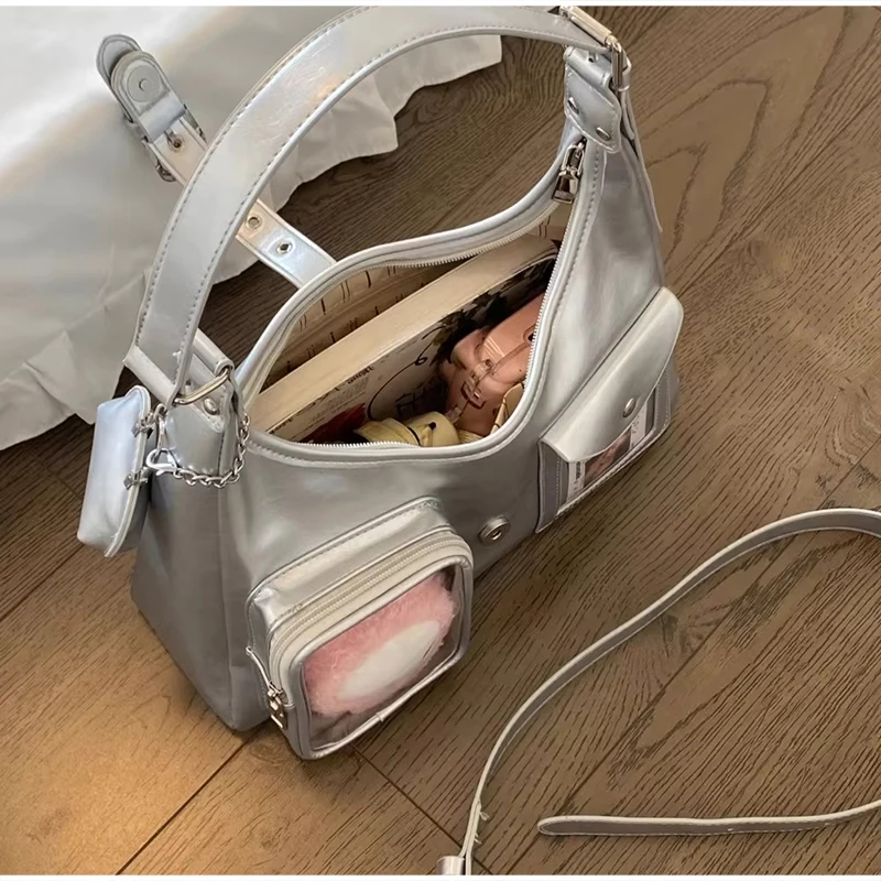 Japanese Transparent Ita Bag With Clear Window Y2k Multi-pocket Crossbody Purse For Doll Display Casual Underarm Shoulder Bag view 6