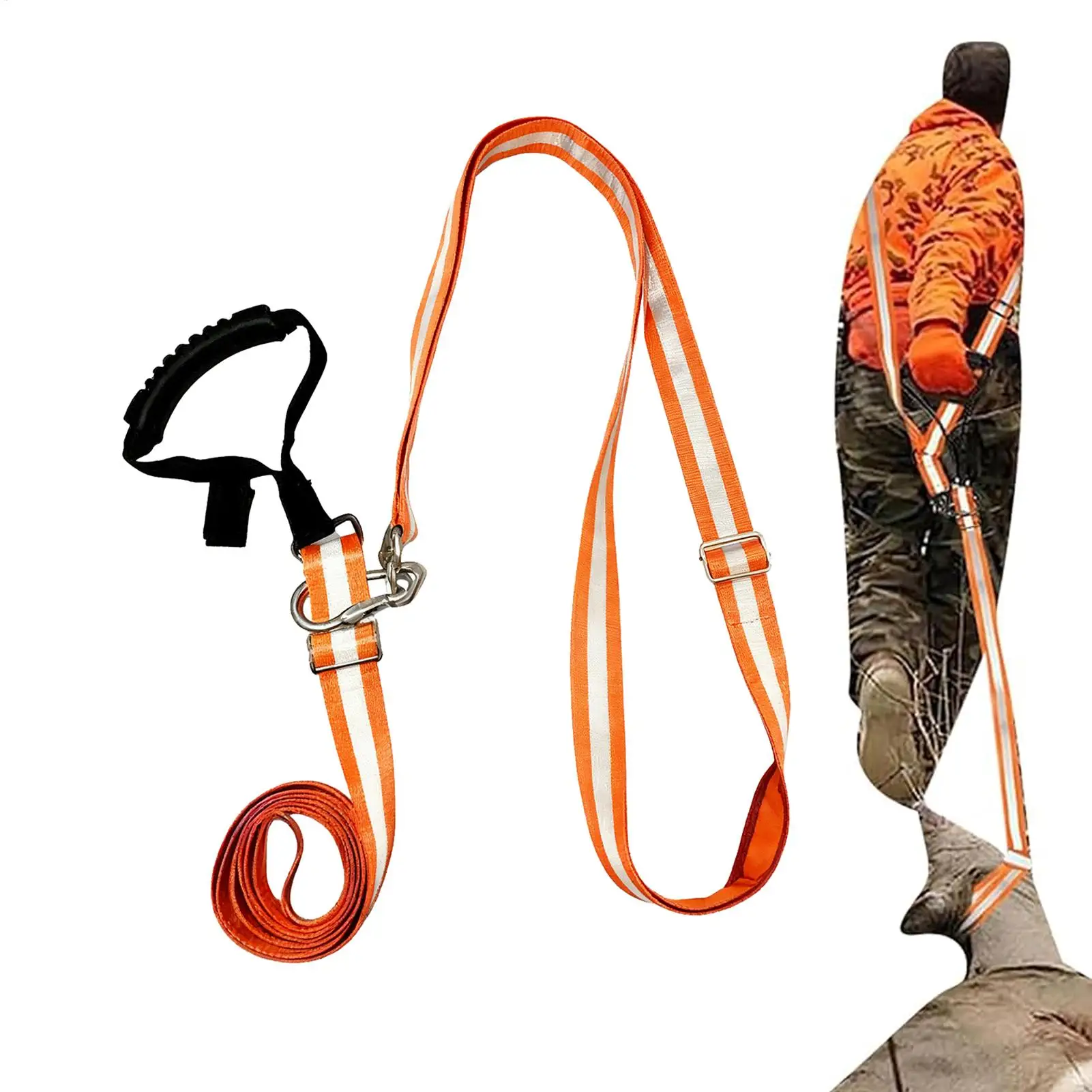 Deer Dragging Harness Orange Outdoor Gear Safety Puller with Reflective Strips for Outdoor Camping Rough Terrain Wilderness