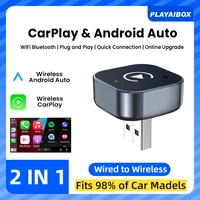 Adaptador Inalámbrico 2 en 1 para CarPlay y Android Auto, Caja Inteligente con IA para Sistemas Inteligentes de Automóvil, para Autos con CarPlay Cableado
