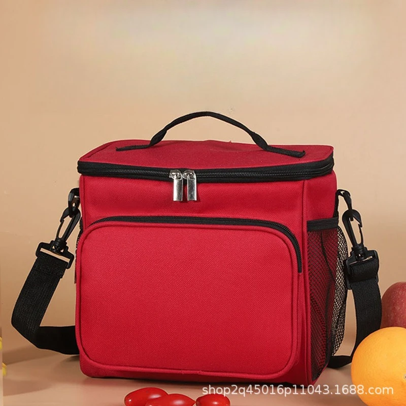 Waterproof Oxford lunch bag large capacity multi-pocket thermal student bento bag one shoulder carry cross body storage bag