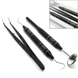 3pcs/KIt Dental Mouth Mirror Tweezers Curve Probe Kit Dental Stainless Steel Instrument For Dentist Oral cleaning Tool