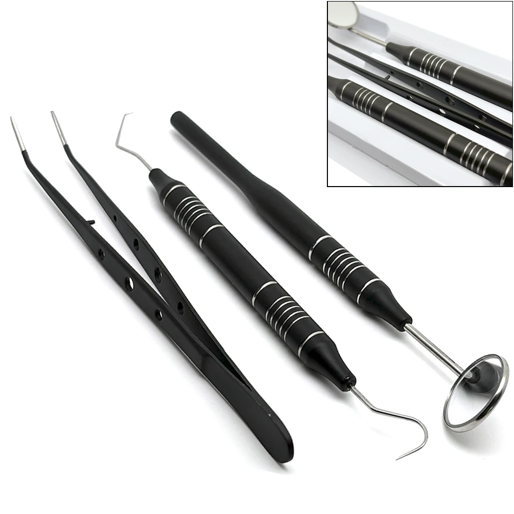 3pcs/KIt Dental Mouth Mirror Tweezers Curve Probe Kit Dental Instrument ze stali nierdzewnej dla dentysty Narzędzie do czyszczenia jamy ustnej