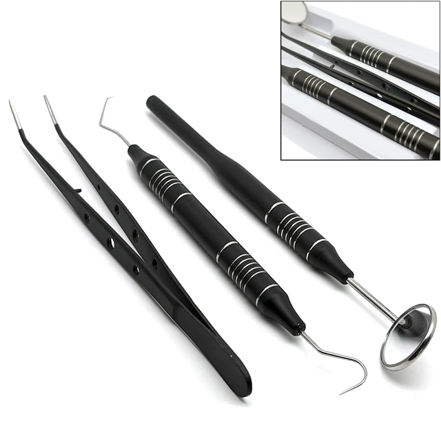 3pcs/KIt Dental Mouth Mirror Tweezers Curve Probe Kit Dental Instrument ze stali nierdzewnej dla dentysty Narzędzie do czyszczenia jamy ustnej