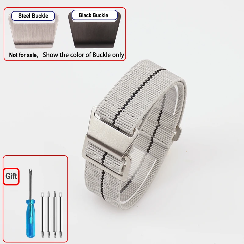 60er Jahre Französische Truppen Fallschirmtasche Elastisches Uhrenarmband 18 20mm 22mm Nylon-Uhrenarmbänder Herren-Universal-Armband aus ballistischem Stoff