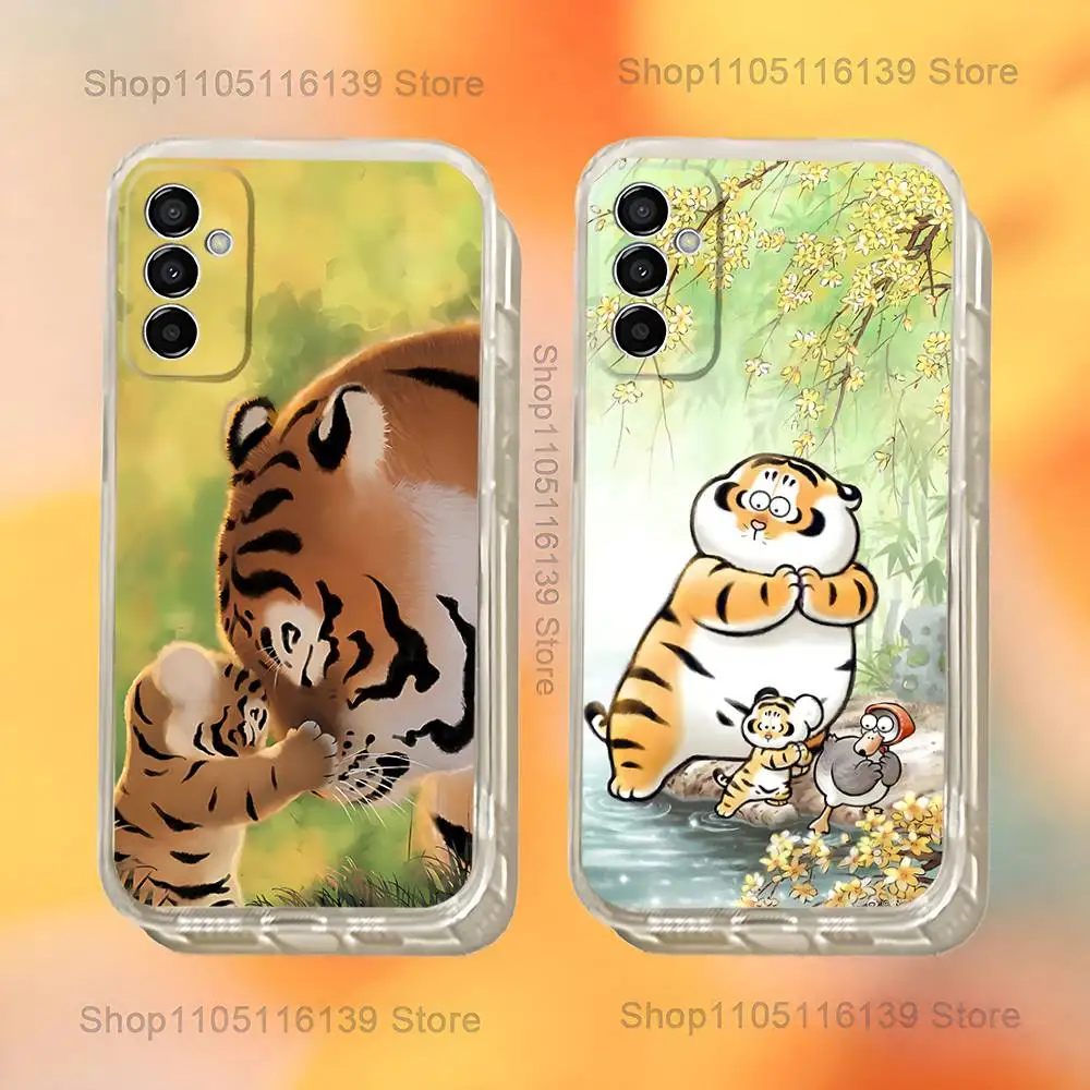 

Fat Tiger Phone Case For Samsung S24,30,21,22,23,20 FE,lite,PIus,Ultra,5G,Note,9,10 Transparent Cover