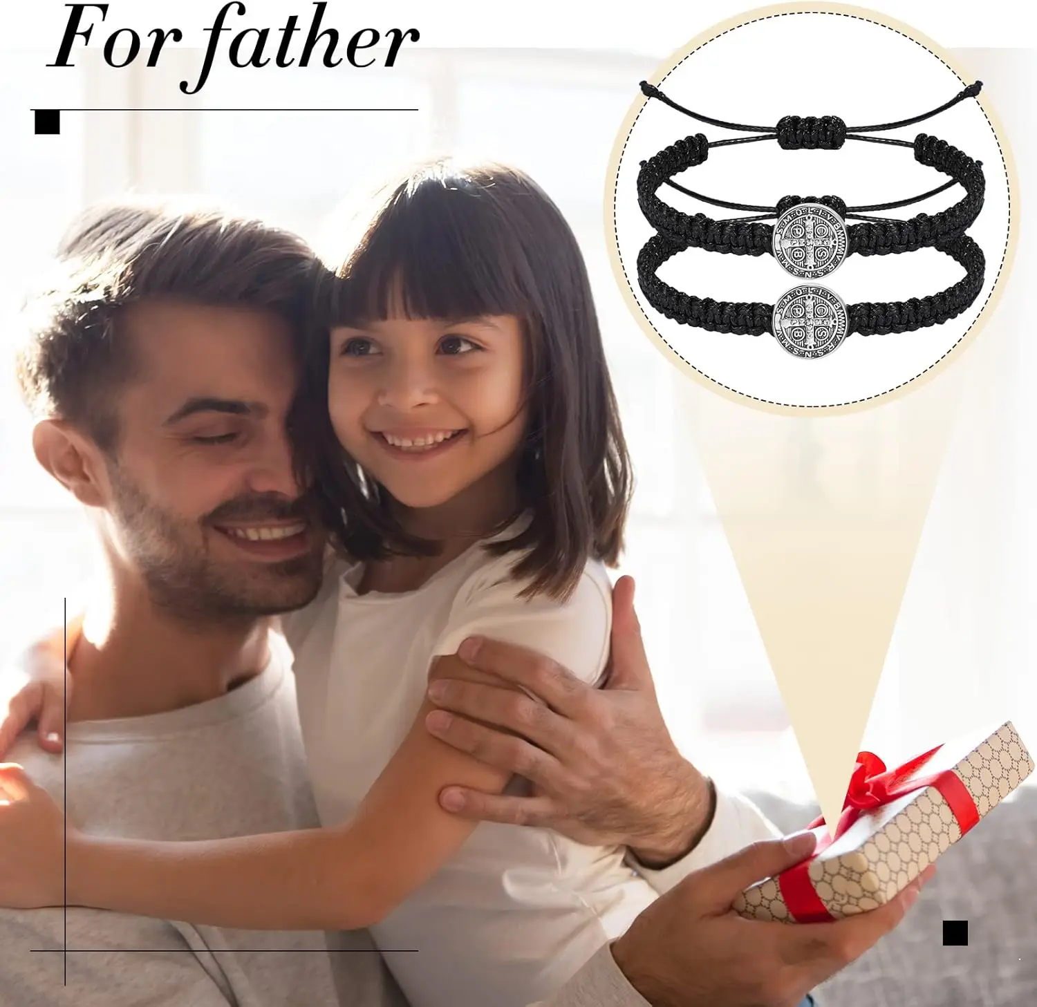 Black Red String Saint Benedict Bracelet, Unisex