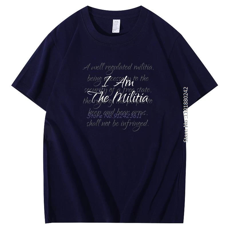 

Футболки с американским рисунком I Am The Militia Pro 2nd Amendment Pro, новейшие модные летние футболки с короткими рукавами, мужская одежда