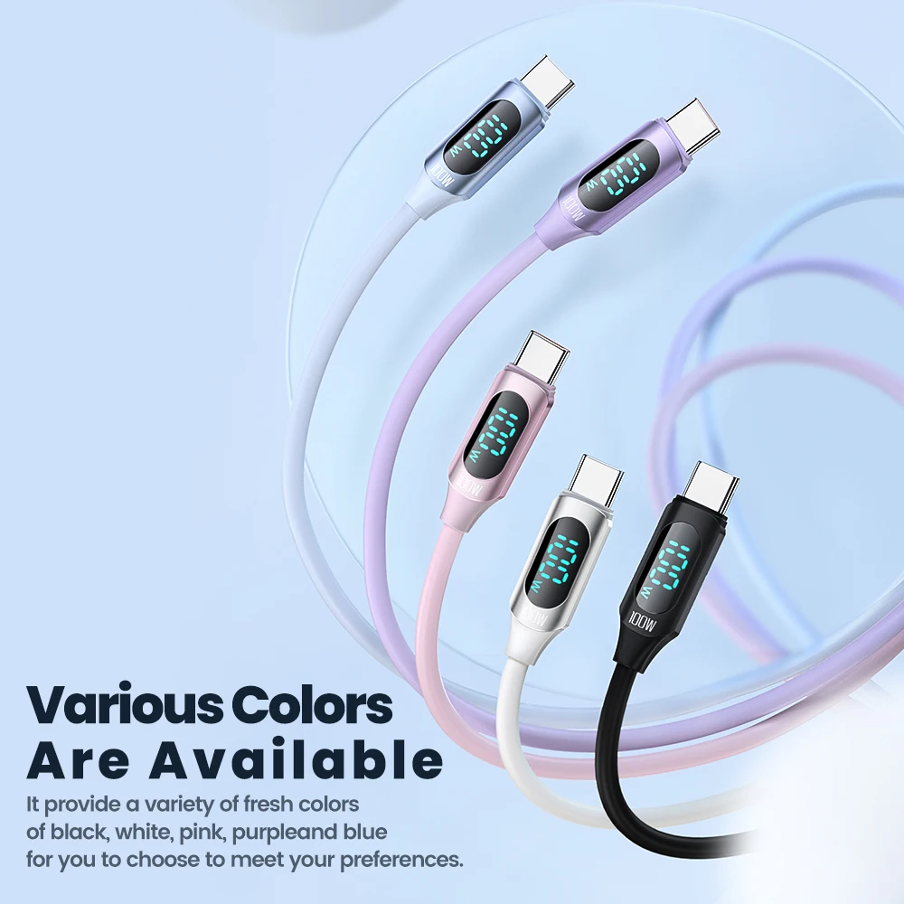 Toocki Silicone USB Type C to USB C Cable PD 100W Fast Charge  for Macbook Samsung Huawei Xiaomi Type C to Type C Cable Display