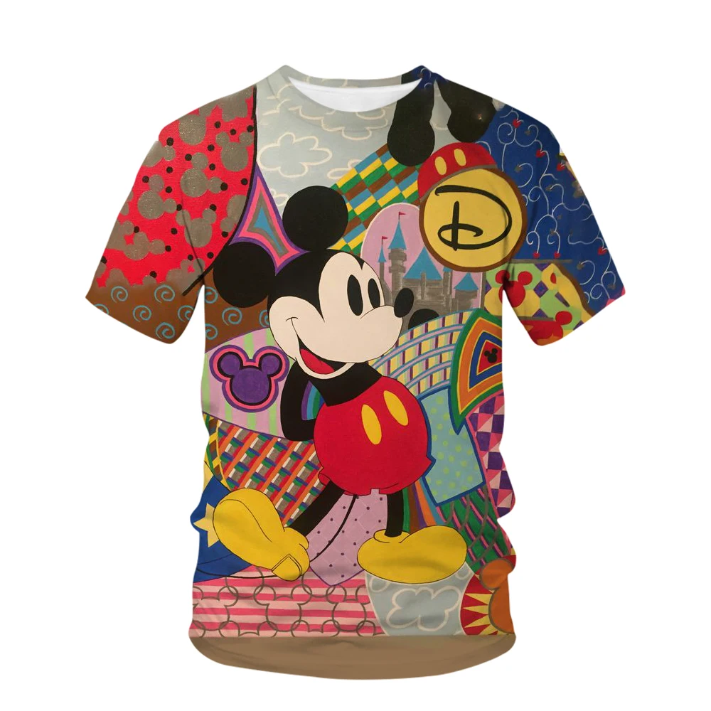 

Disney Mickey Mouse Cartoon T-shirt Top Ladies S-3XL Fashion Summer Women's T-shirt White O Neck O Street Women's T-shirt 2024