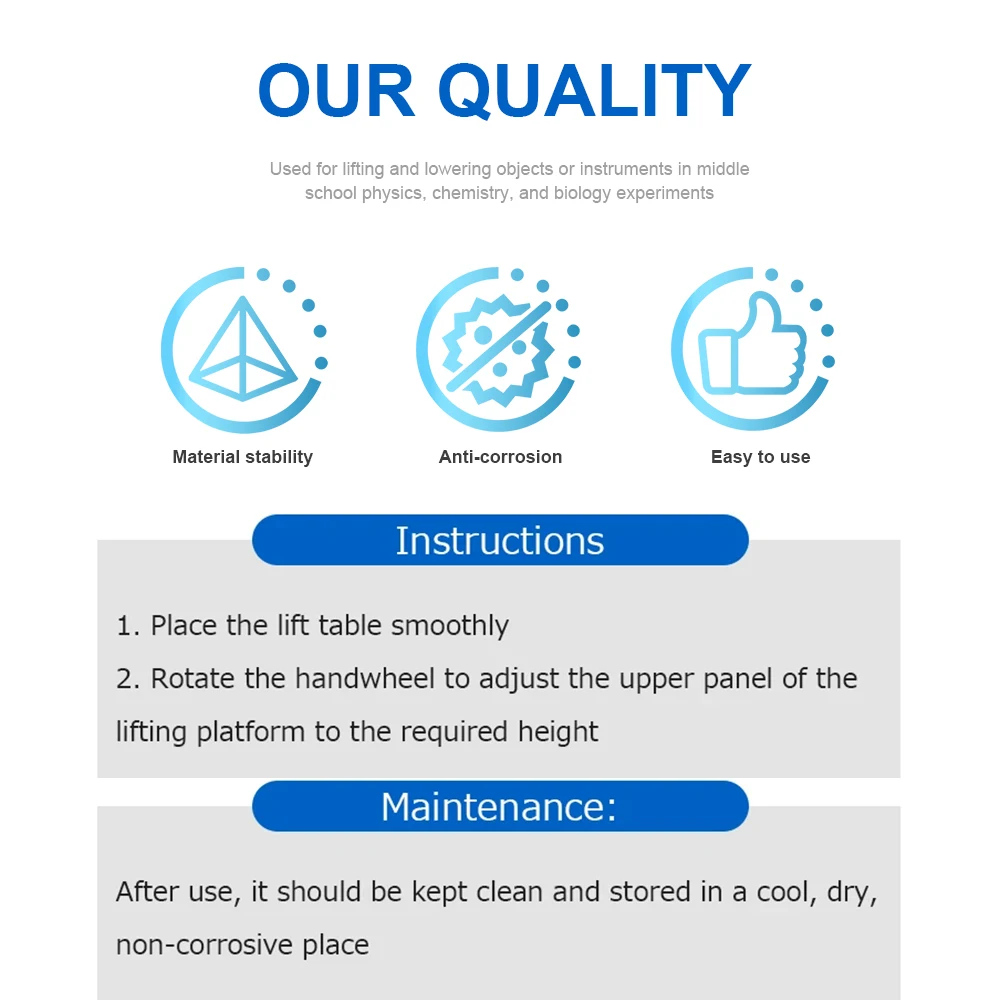 Laboratory Manual Stainless Steel Aluminium Oxide Lifting Table Small Sticky Ground Gauge Movable Portable Lifting Platforms