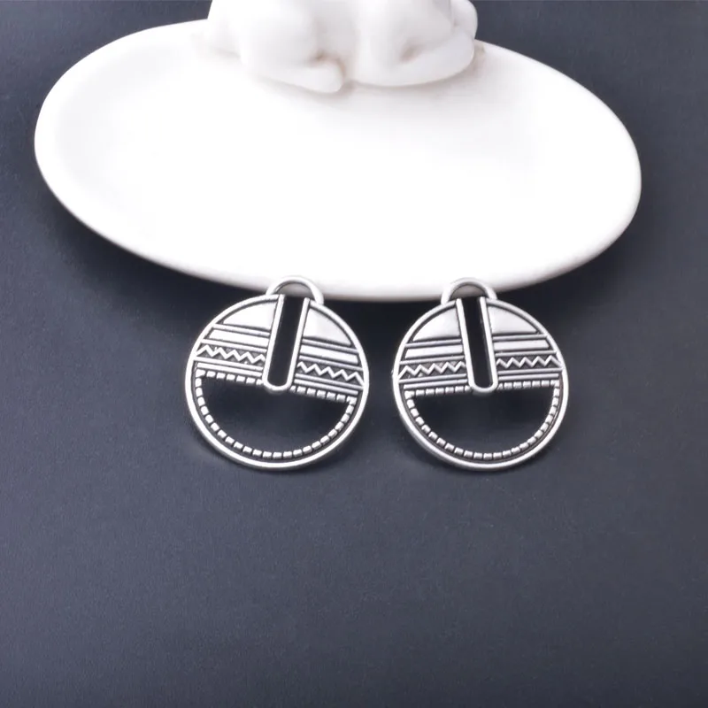 10 Stück/Set Ethnische Antike Silber- und Goldfarbene Anhänger für Schmuckherstellung, Geometrische Quadratische Ovale Boho-Anhänger für DIY Damenohrringe – Detail 9