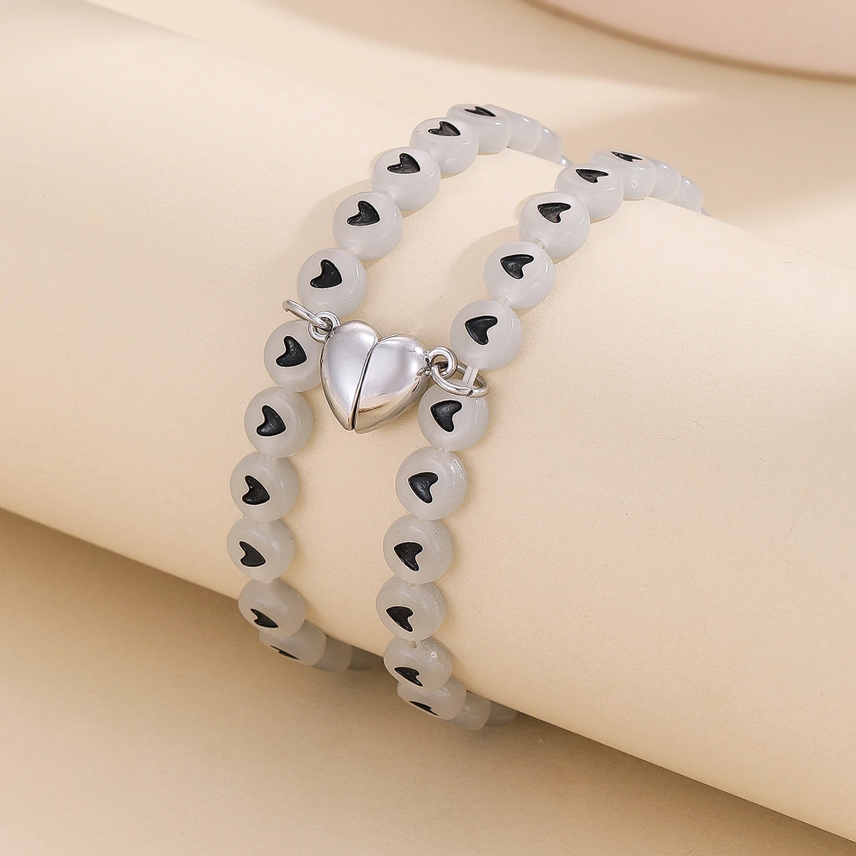 Bracelet lumineux Love bonne sœur, 2 bracelets magnétiques en forme de cœur pour femmes