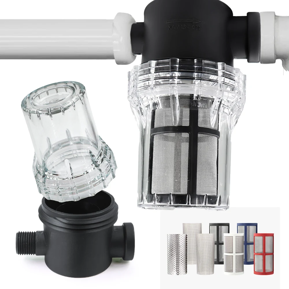 

1/2'' 3/4'' 1'' Water Filter Garden Hose Filter 10-200 Mesh Screen Sediment Percolator In-line for Pressure Washer Inlet Water