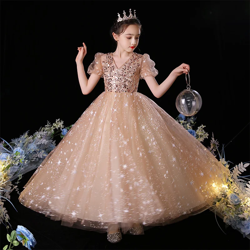 Girl Dress Kids Party Birthday Evening Gown Cotton 2024 New Spring Autumn Christmas Gift Flower Girl Dress Children Clothing