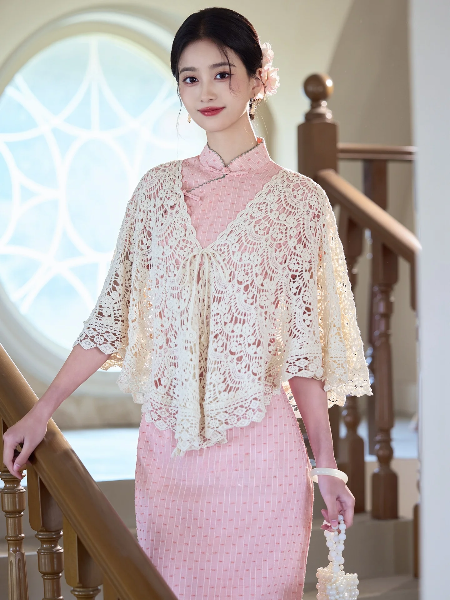 new-2026-quart-lady-lace-knitted-shawl-cardigan-chinese-style-outer-tower-elegant-young-daily-use-spring-summer