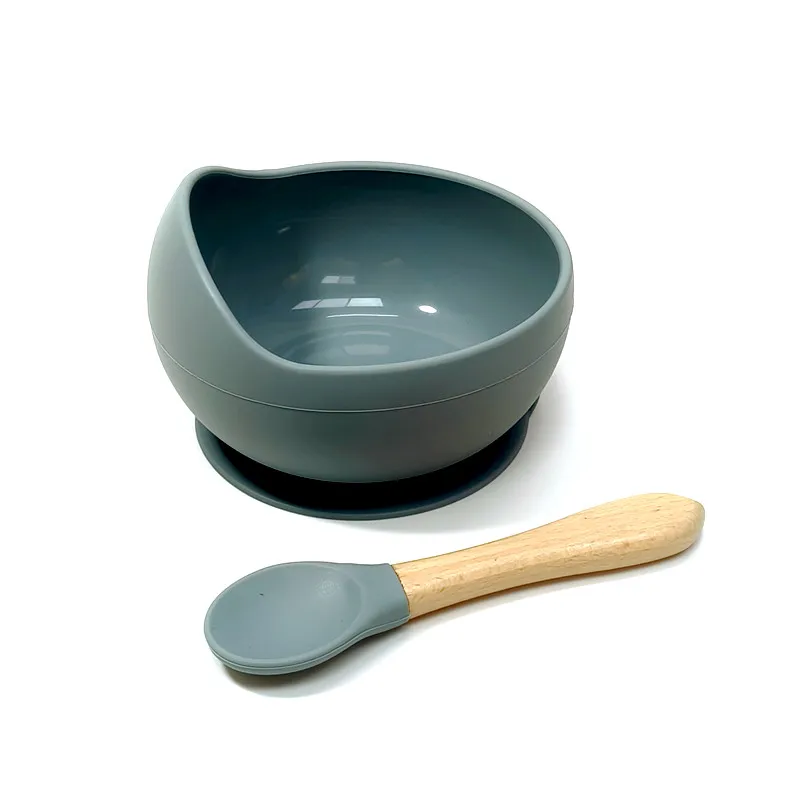 High Quality Spill-proof Silicone Feeding Bowl Baby Tableware Children's Dinner Spoon Food Grade Silicone Baby Silicone Tablewar image 2