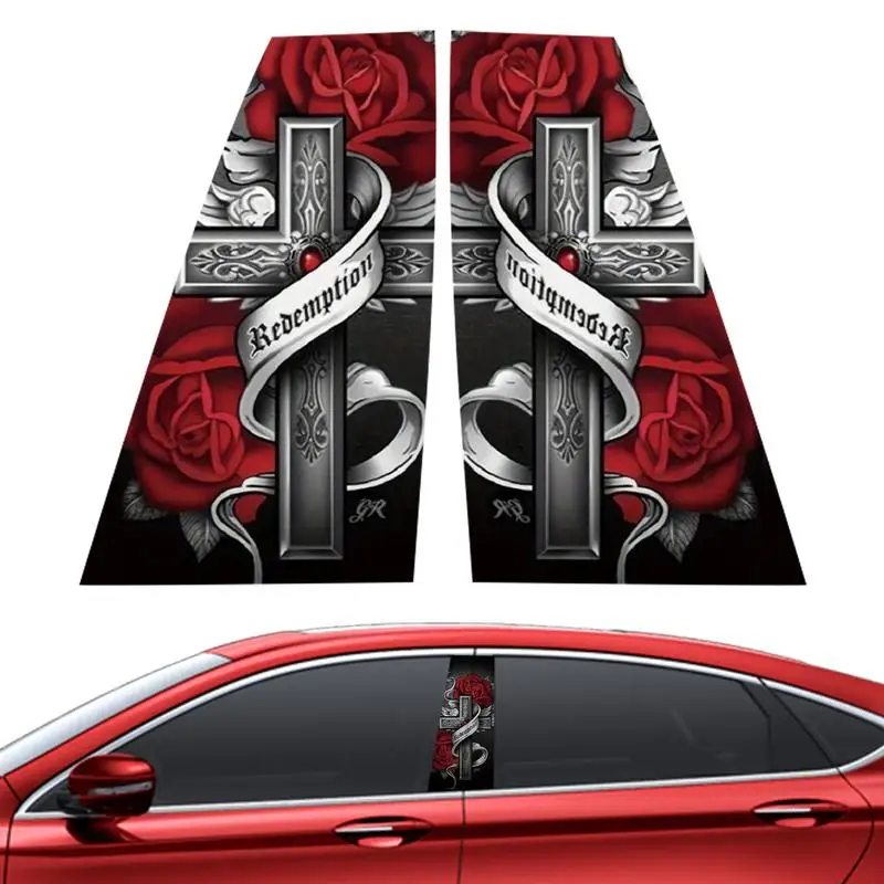 Car Window Pillar Stickers Auto B Pillar Rose Graffiti Decals Back Self-Adhesive DesignNovelty Car Stickers For A Variety Models