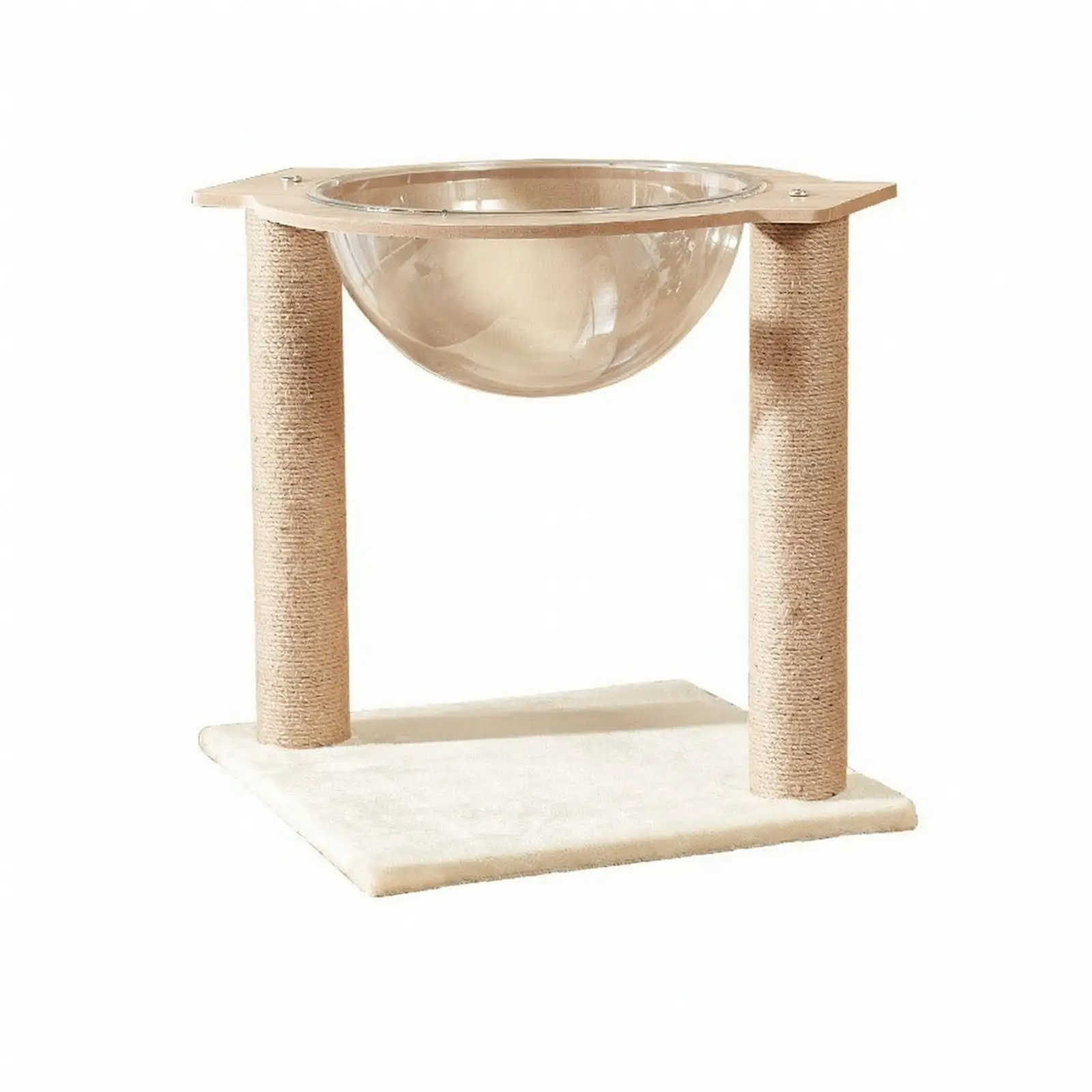 Indoor Cat Activity Center with Raised Wooden Deck and Sisal Wrapped Posts for Scratching Climbing Resting
